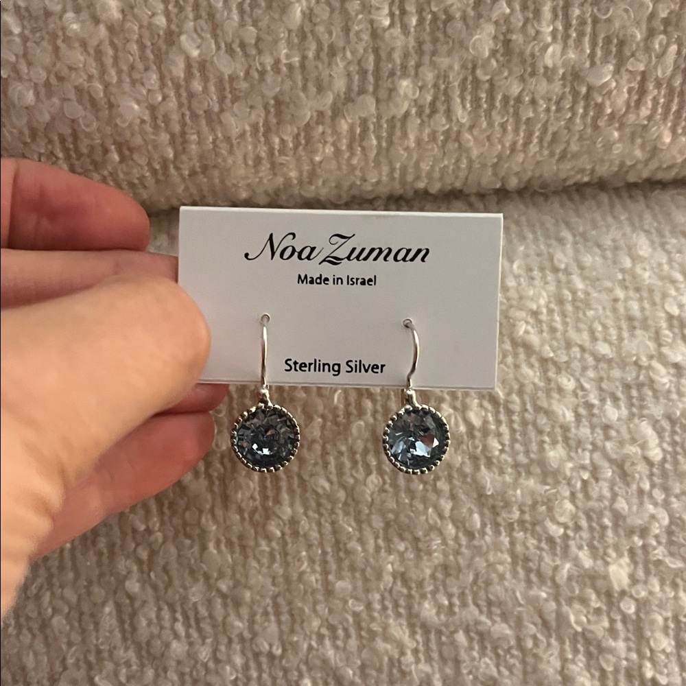 Noa Zuman STUNNING Sterling Silver w/Blue Stone Earrings-NEW